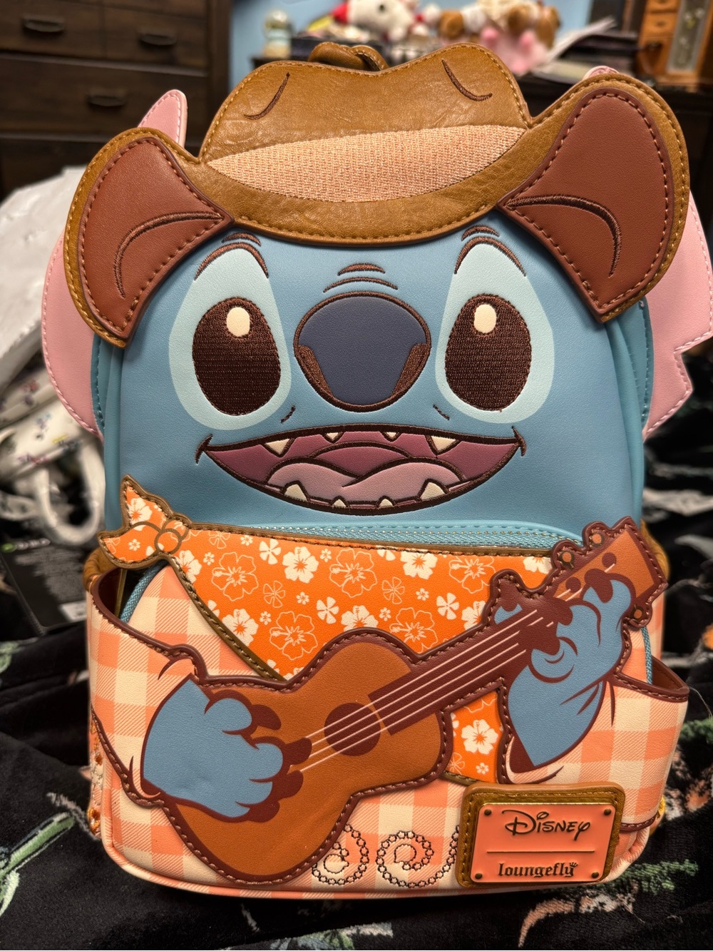Loungefly Disney Stitch Guitar Mini Backpack - Blue, Orange, Pink & Brown